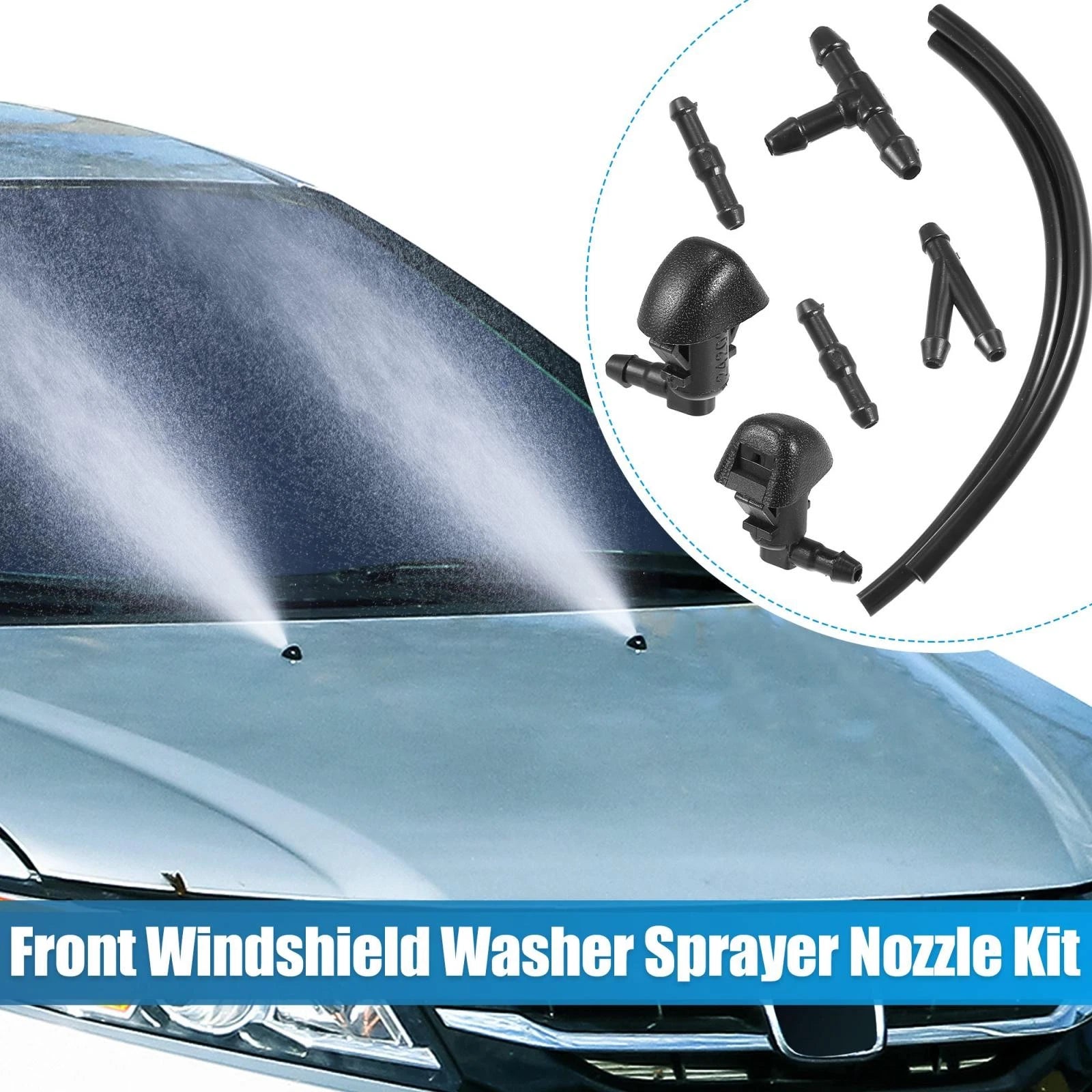 Set of 2 Windshield Washer Nozzles for Honda Pilot (2009–2015) 76810-TK8-A01 Black