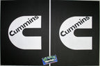 Pair of 18" x 24" White Cummins Logo Mud Flaps for Ram Trucks
