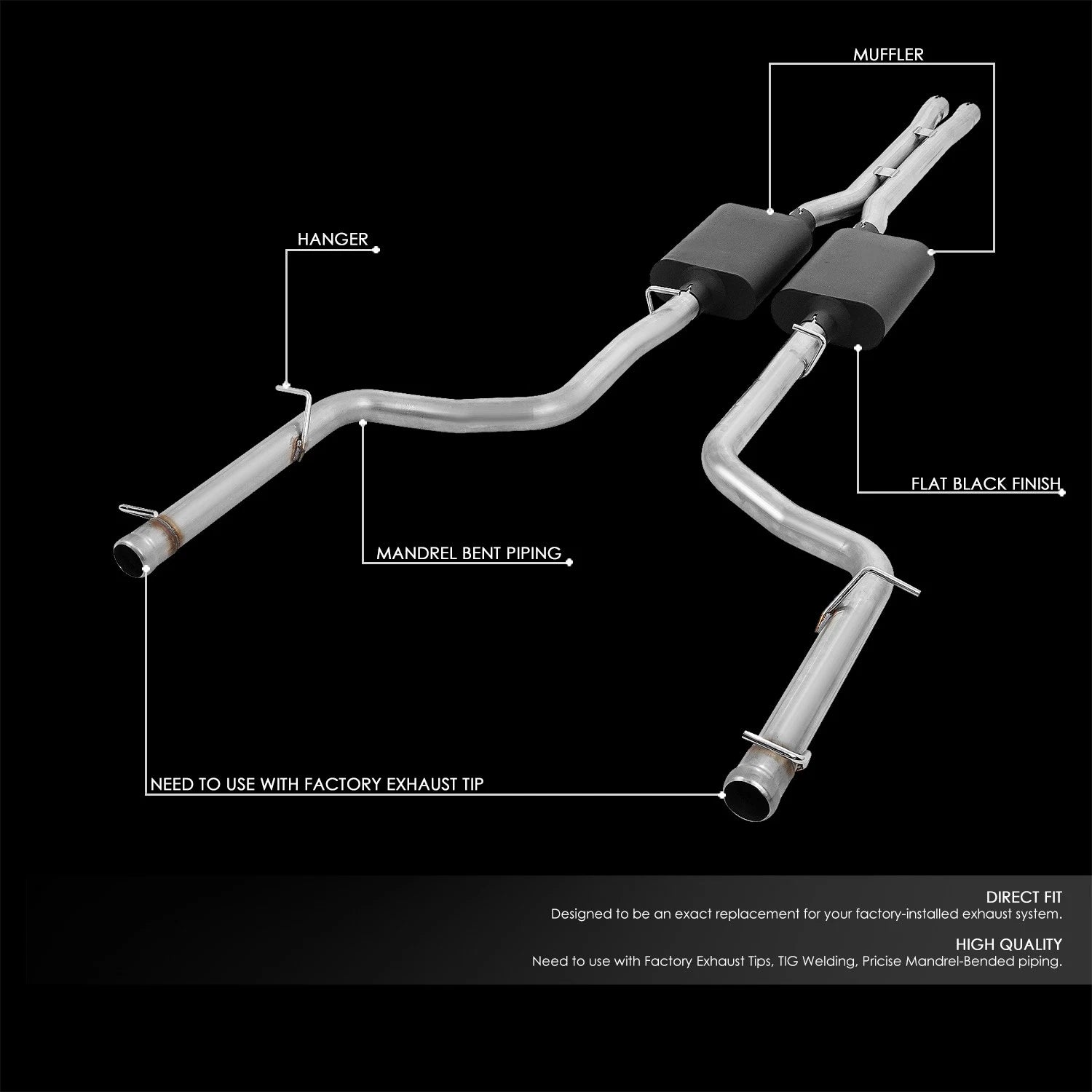 2.5" OD Oval Tip Muffler for Dodge Challenger 5.7L (2009–2014)