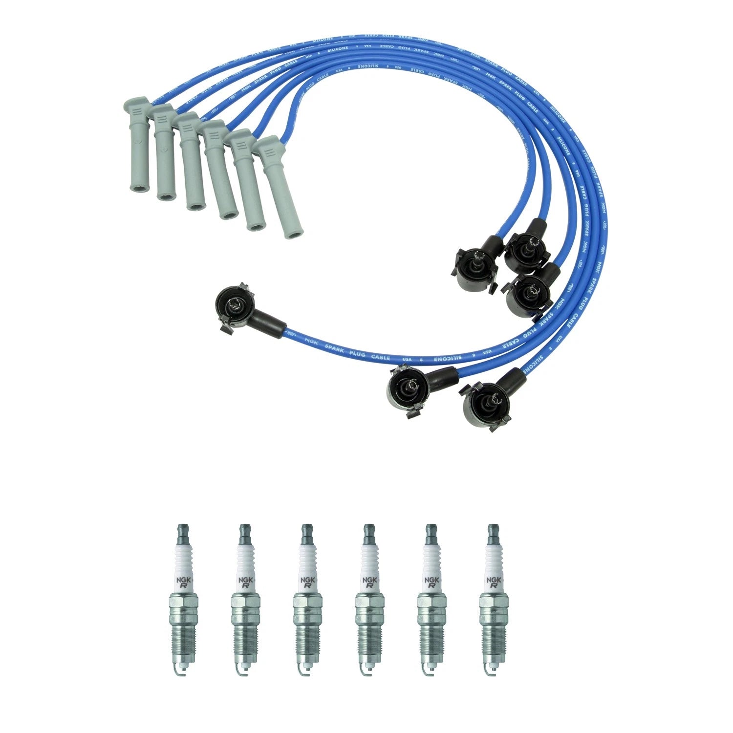 NGK Wire Set & 6 V-Power Spark Plugs for Ford Ranger Mazda B3000 (1998–2009)