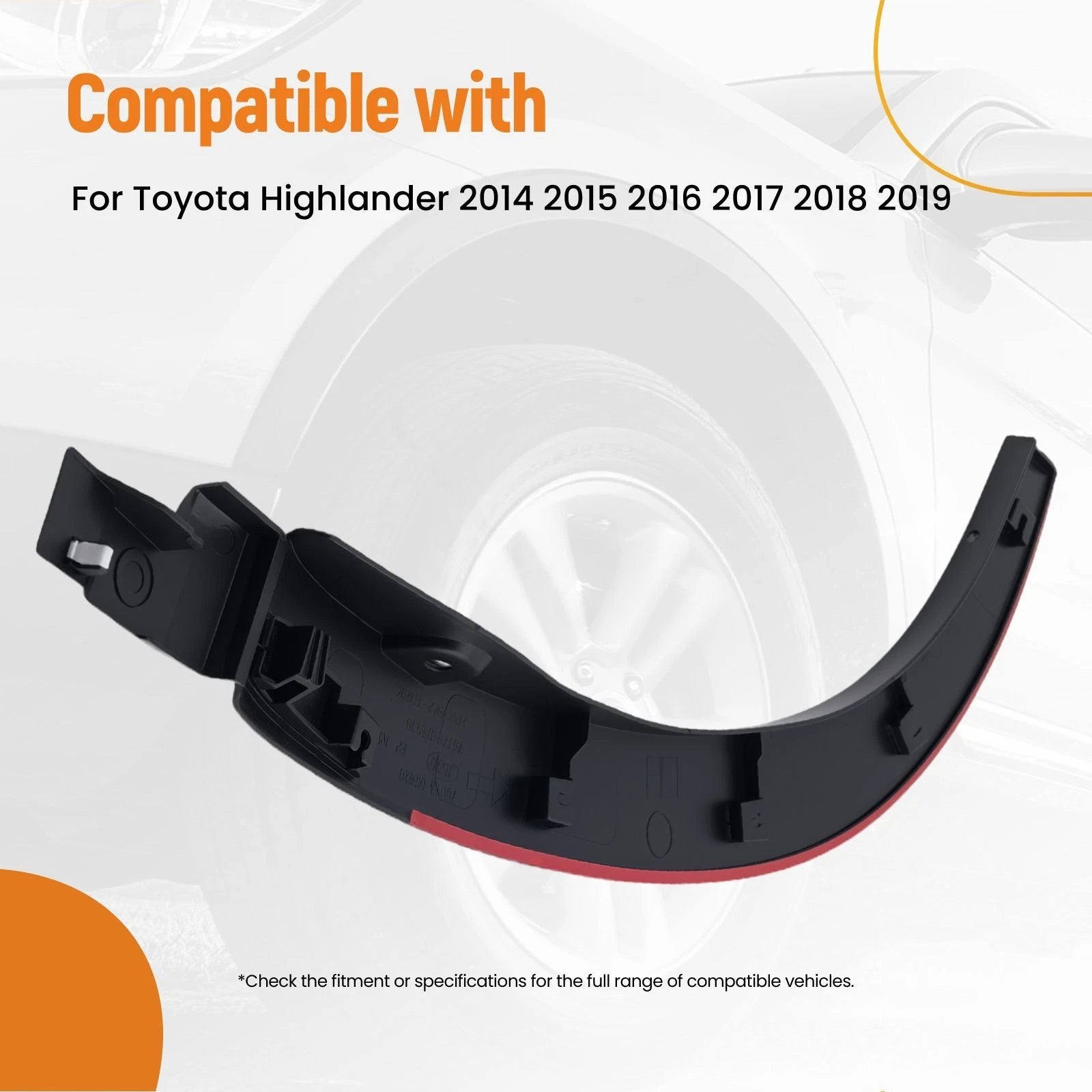Fender Wheel Arch Molding for Toyota Highlander (2014–2019) Rear Right 75077-0E020