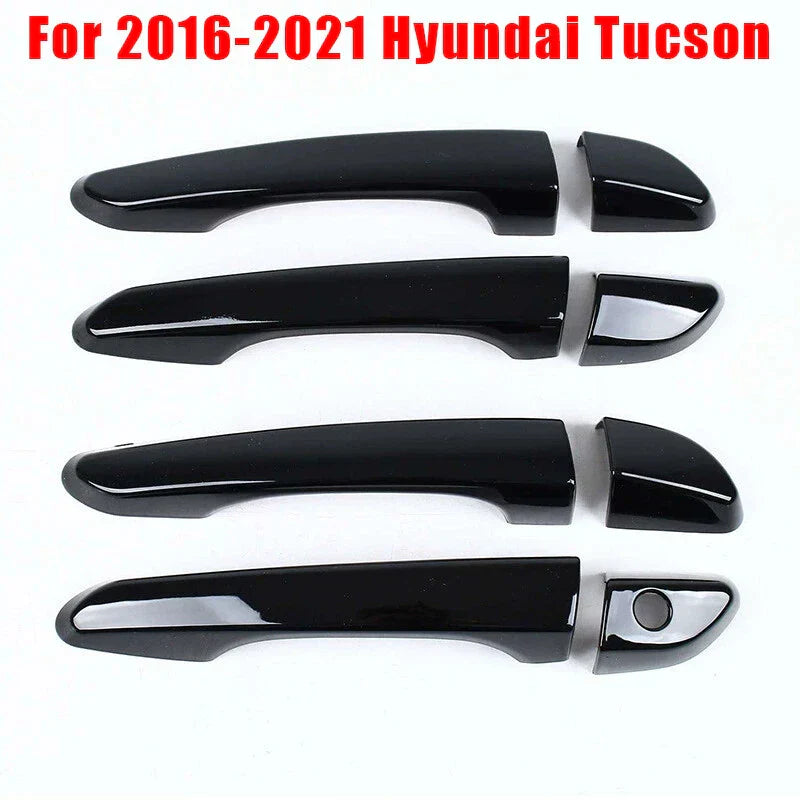 Door Handle Cover Trim Glossy Pure Black for Hyundai Tucson (2016–2021)