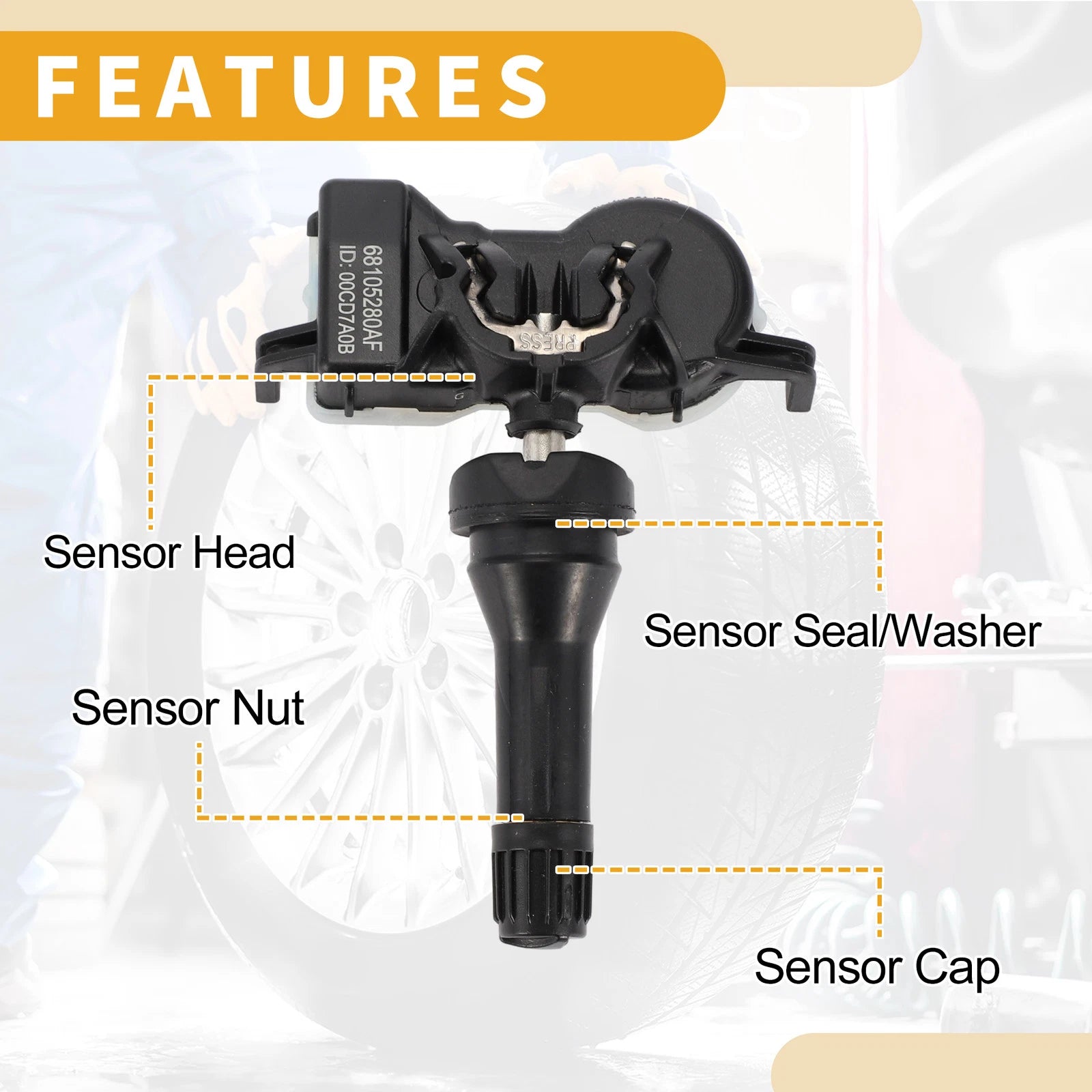 Tire Pressure Sensor for Jeep Renegade (2015–2016) No.68105280AF 433MHz