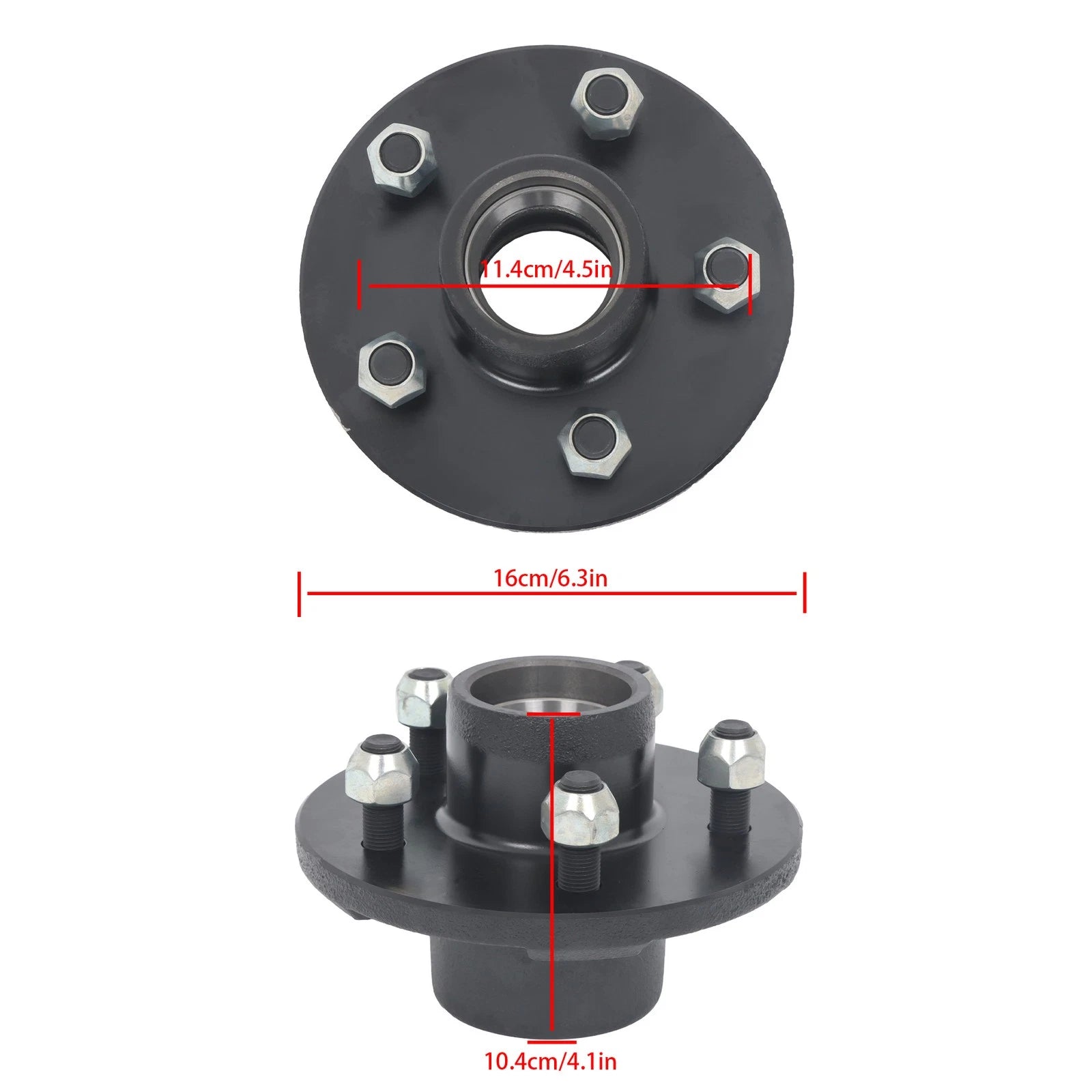 2X Trailer Idler Hub Assembly for Boat Trailer (3500lbs Axle, 5 Lugs)