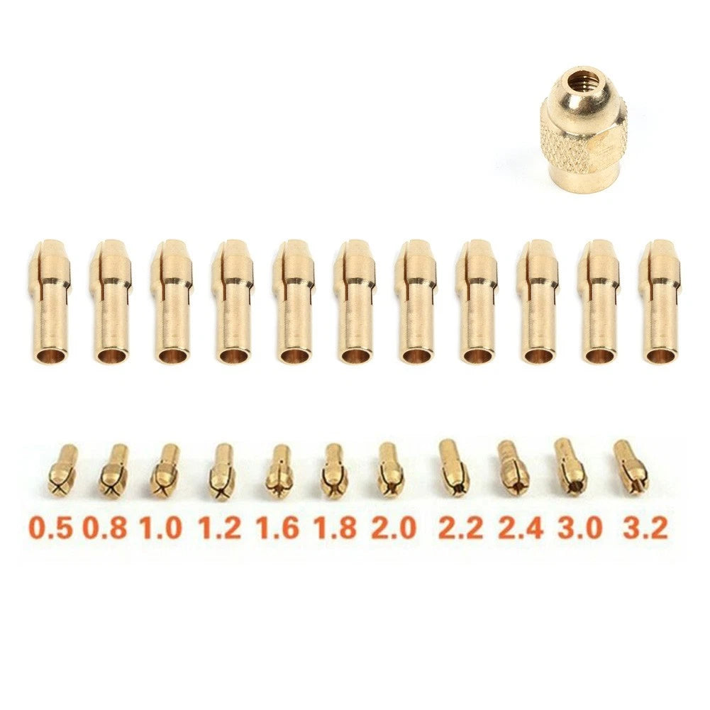 Brass Collet Chuck Set of 4 for Rotary Tools (0.5/0.8/1.0/1.6mm)
