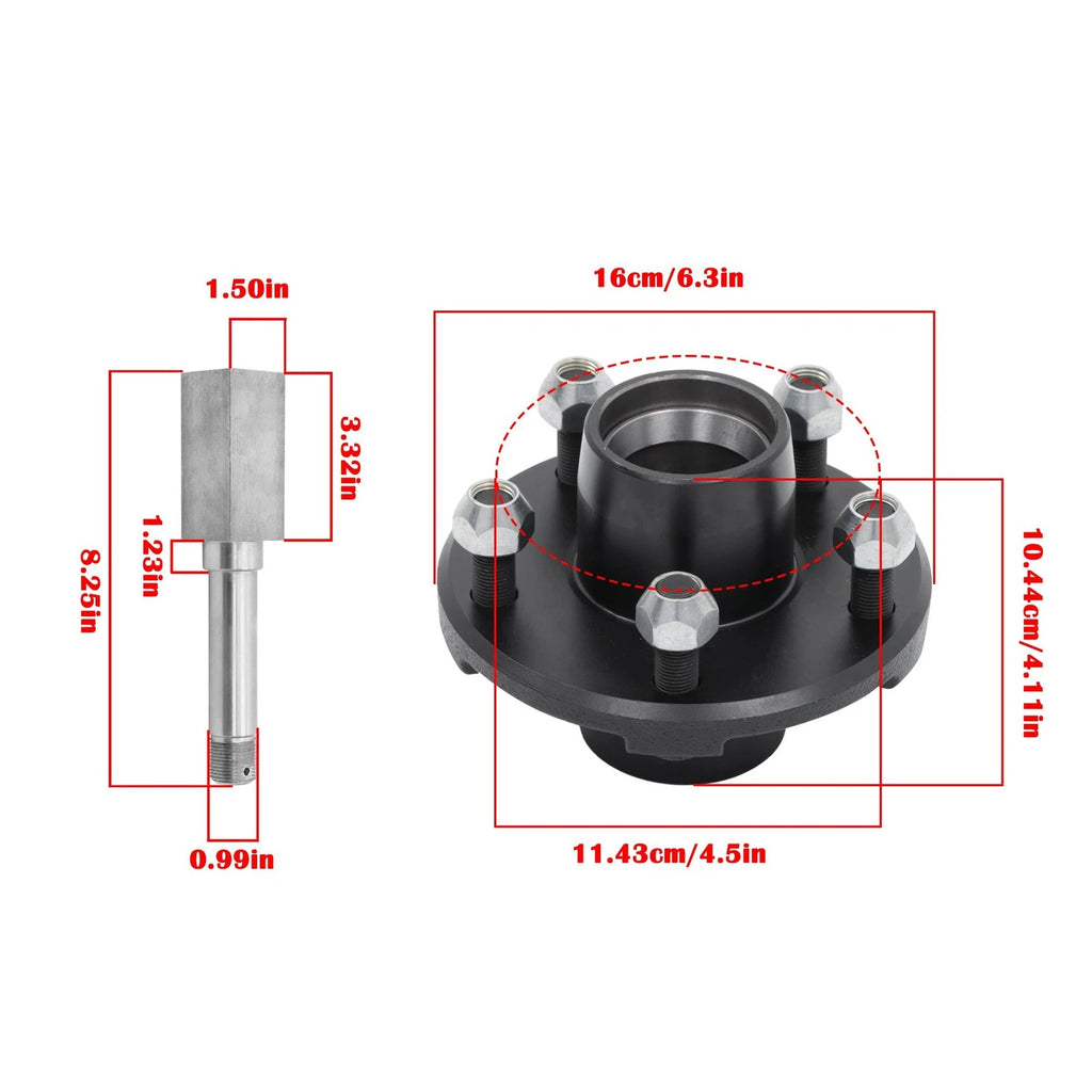 7-Piece Trailer Hub Kit for Square BT16 Spindle (5 on 4.5")