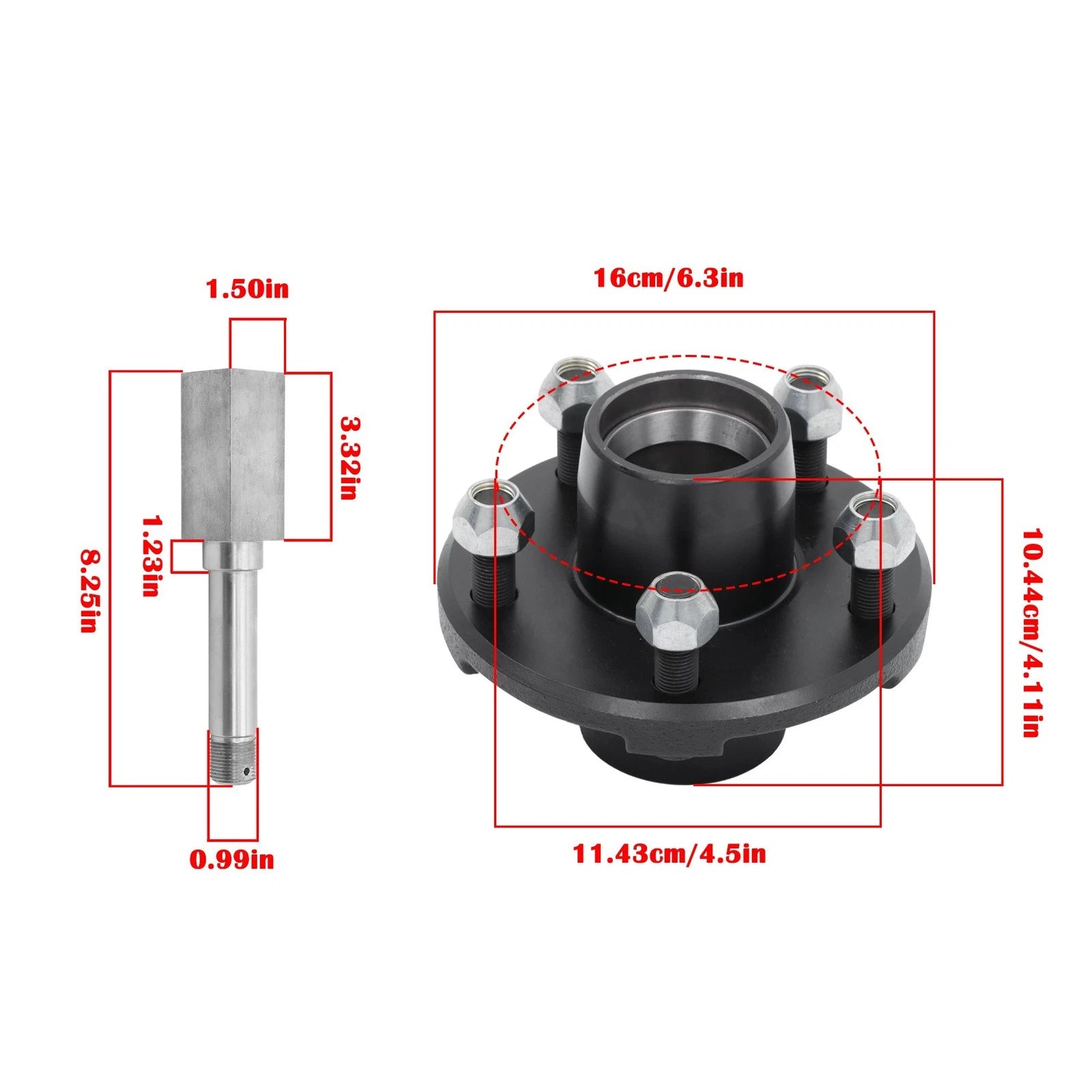 7-Piece Trailer Hub Kit for Square BT16 Spindle (5 on 4.5")