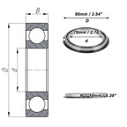Deep Groove Ball Bearing 70x90x10mm for Scooter Skateboard (6814NR)