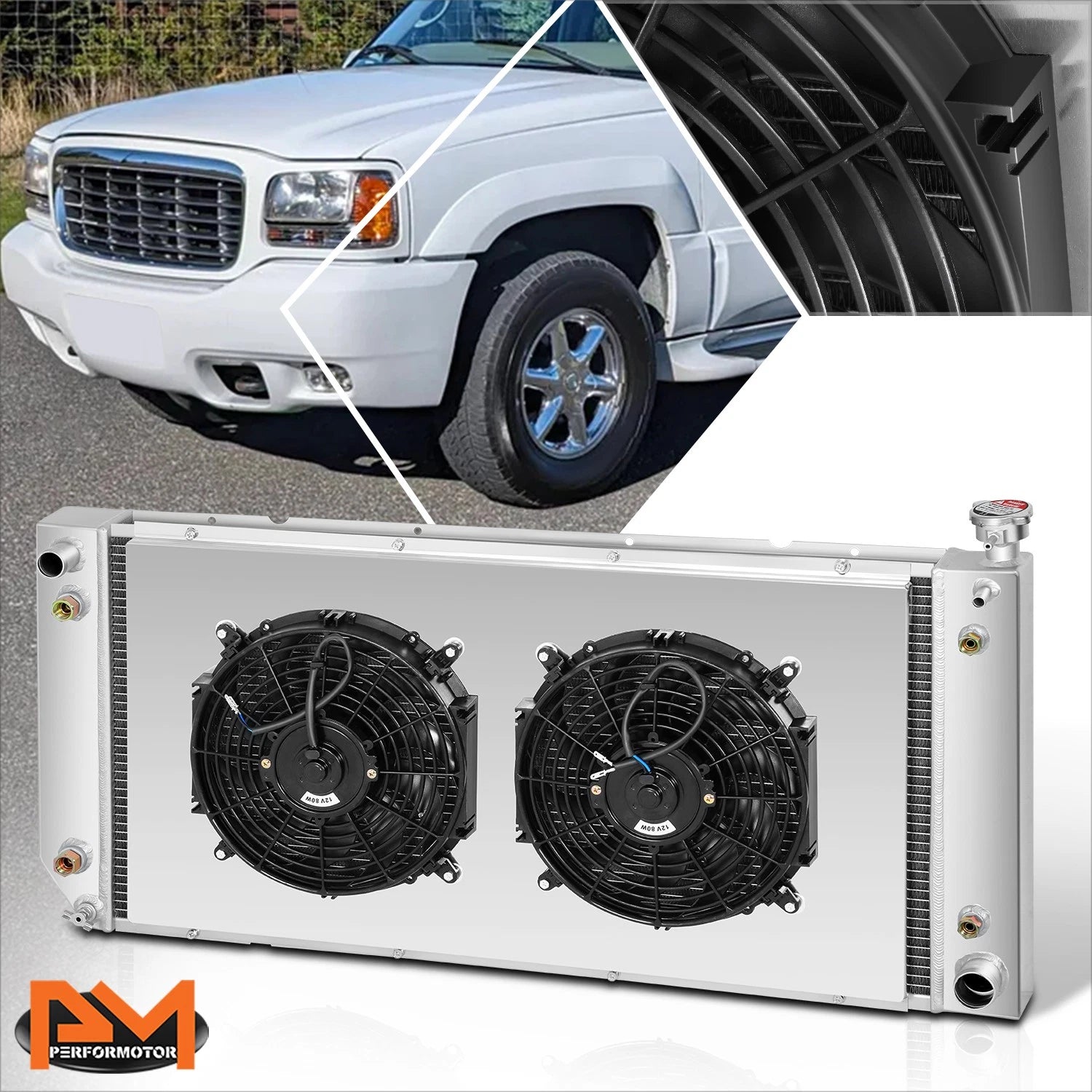 3-Row Aluminum Cooling Radiator w/Fan Shroud for Chevy GMC C/K (1994–2002)