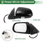 Left Side Door Mirror for Toyota Highlander (2008–2013) Manual Folding Gloss Black