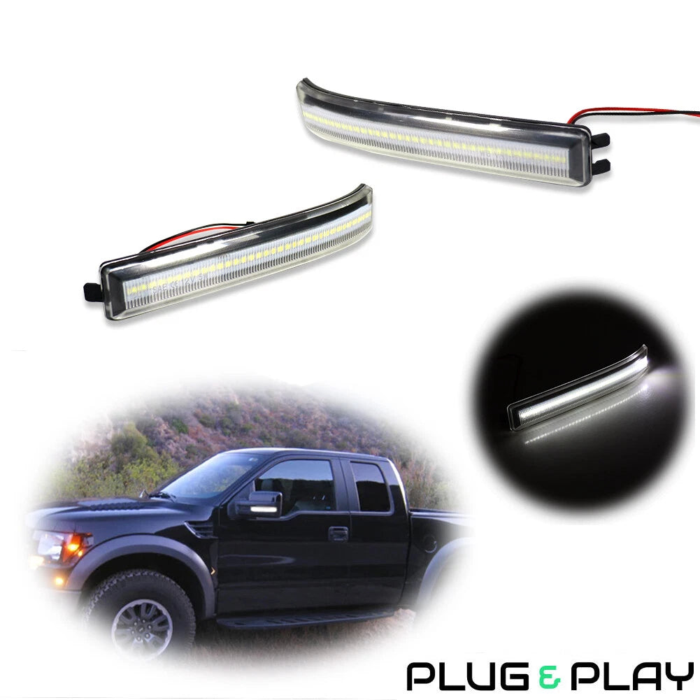 White LED Side Mirror Lights for Ford F150 (2009–2014)