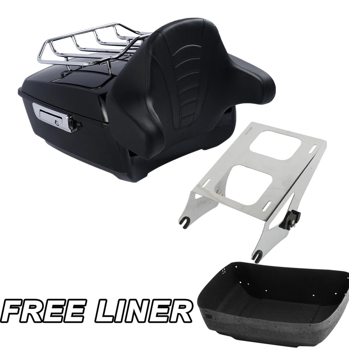 King Trunk Mount Rack Backrest Pad for Harley Touring Electra Glide (2014–2025)