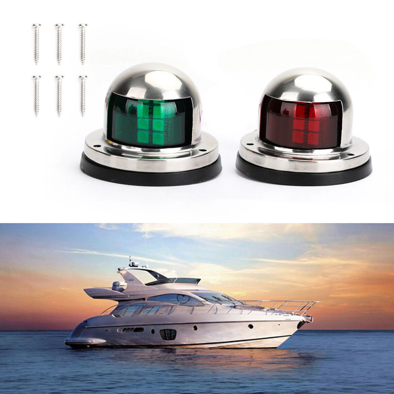 2Pcs LED Navigation Lights for Boat Yacht Pontoon (UK)