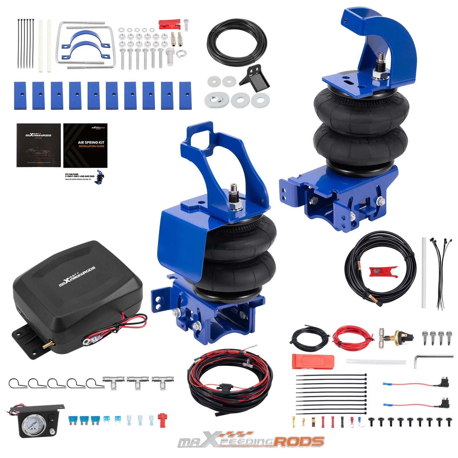 Air Spring Bags + Compressor Kit & Sensor for Ford F-250 Super Duty (2011–2016)