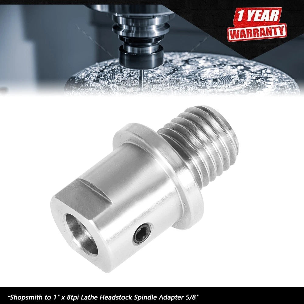 5/8" to 1" × 8tpi Lathe Headstock Spindle Adapter for Shopsmith