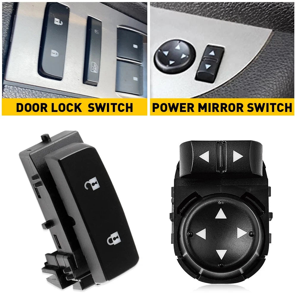 2Pcs Power Mirror & Door Lock Switch for GMC Sierra 1500 2500HD 3500HD (2007–2013)