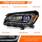 Left Side Black Amber LED DRL Projector Headlight for GMC Acadia (2013–2016)