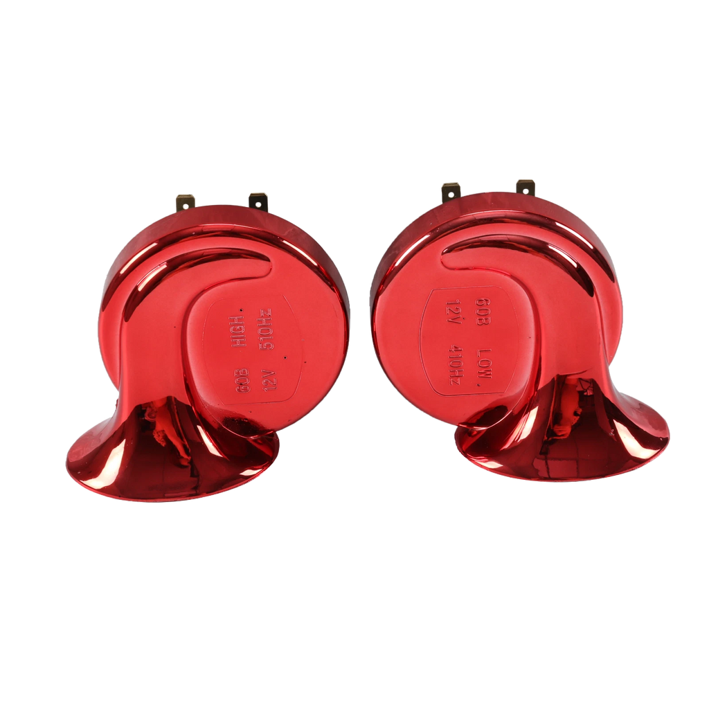 Pair Red Waterproof Car Horns for Universal Fit (12V)