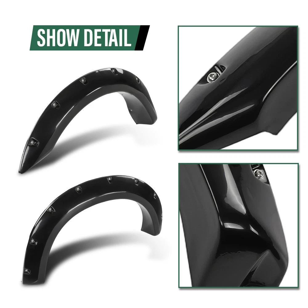 Set of 4 Pocket Rivet Bolt-On Fender Flares Smooth Black for Ford Ranger