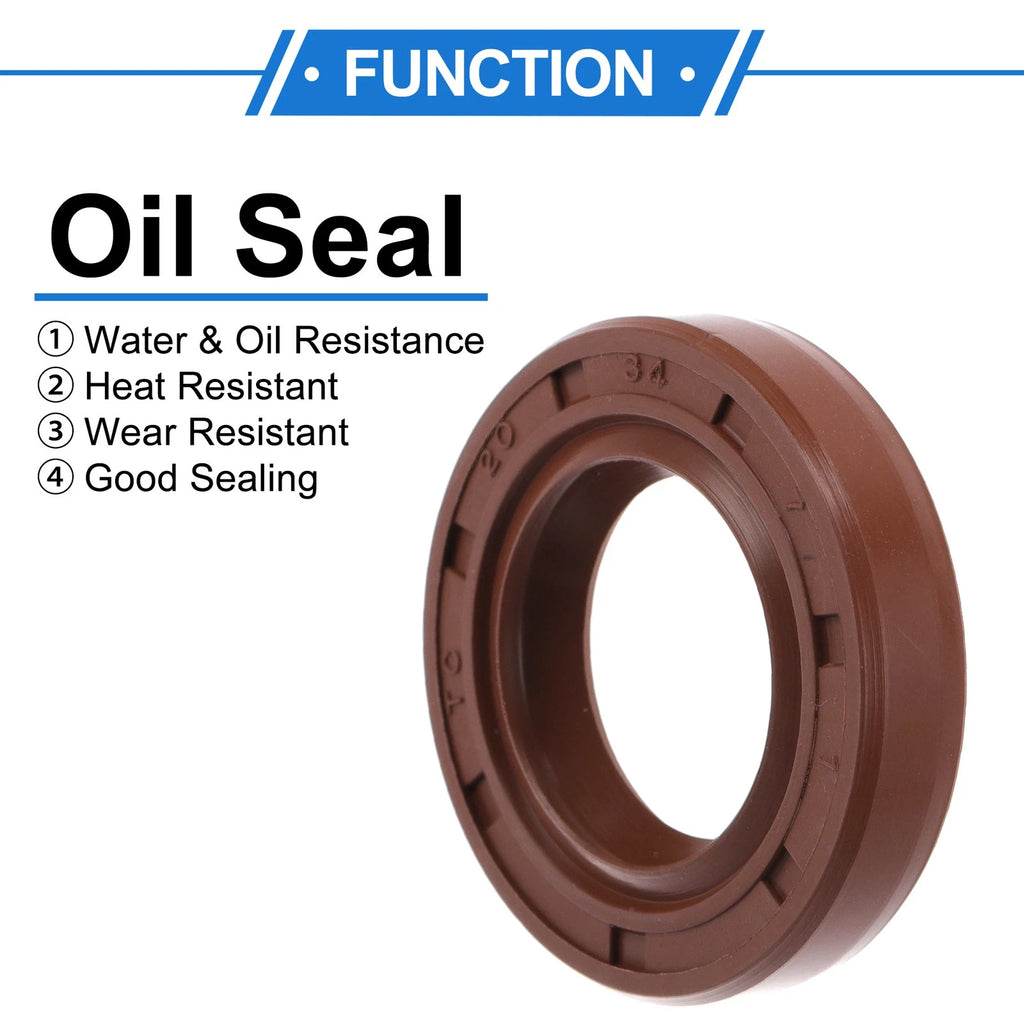 Set of 2 Oil Seal Rotary Shaft Seal FKM Rubber 20x34x7mm