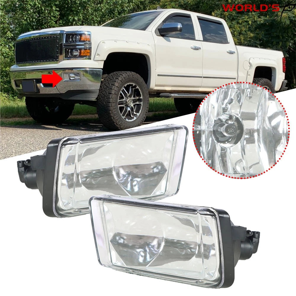 Set of 2 Front Bumper Fog Lights for Chevy Silverado 1500 2500 (2007–2013)