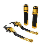 Gold Extendable Brake Clutch Levers Grip Set for Yamaha YZF R3 R25 (2015-2023)