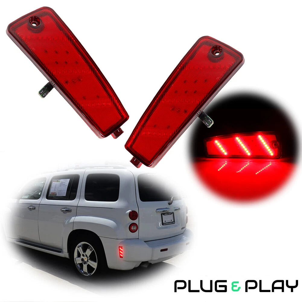 2X Red Lens Rear Bumper Side Marker Reflectors for Chevy HHR (2006–2011)