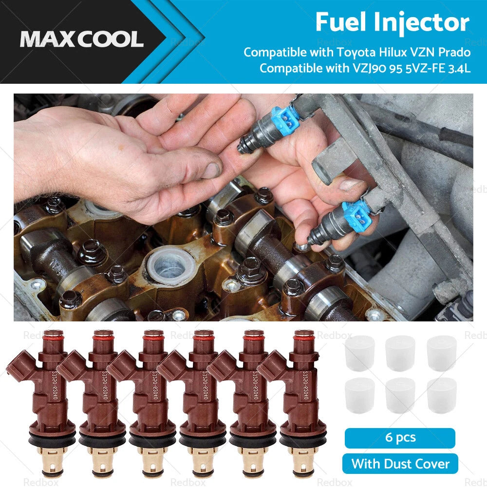6PCS Fuel Injectors for Toyota Hilux Prado 5VZ-FE V6 3.4L (1996–2002) 23250-62040