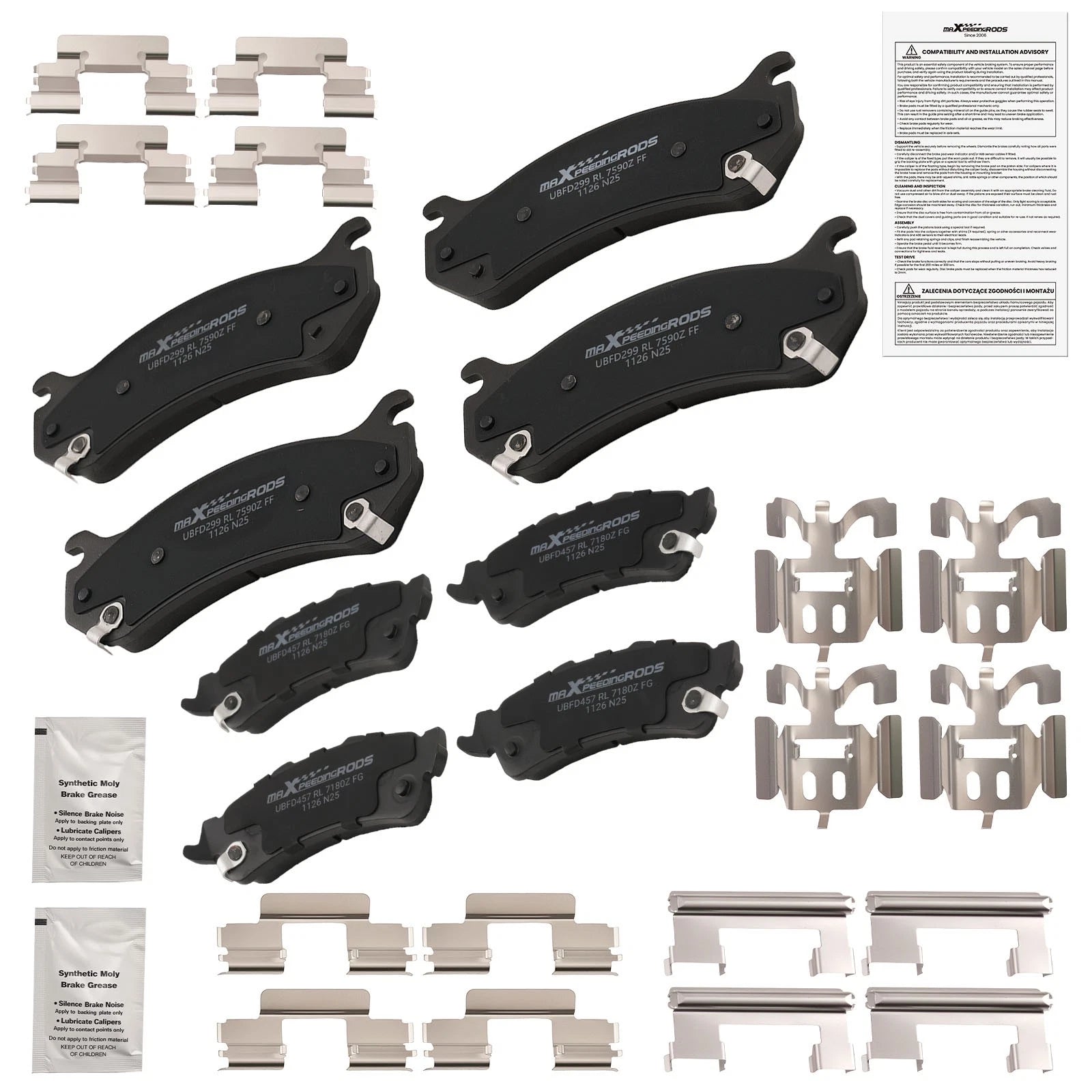 Front Rear Ceramic Brake Pads for Chevrolet Silverado 1500 (1999–2006/Astro 2003–2005)