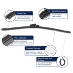 2pcs Rear Windshield Wiper Blade for Volkswagen Golf (2010–2014) 745060877086