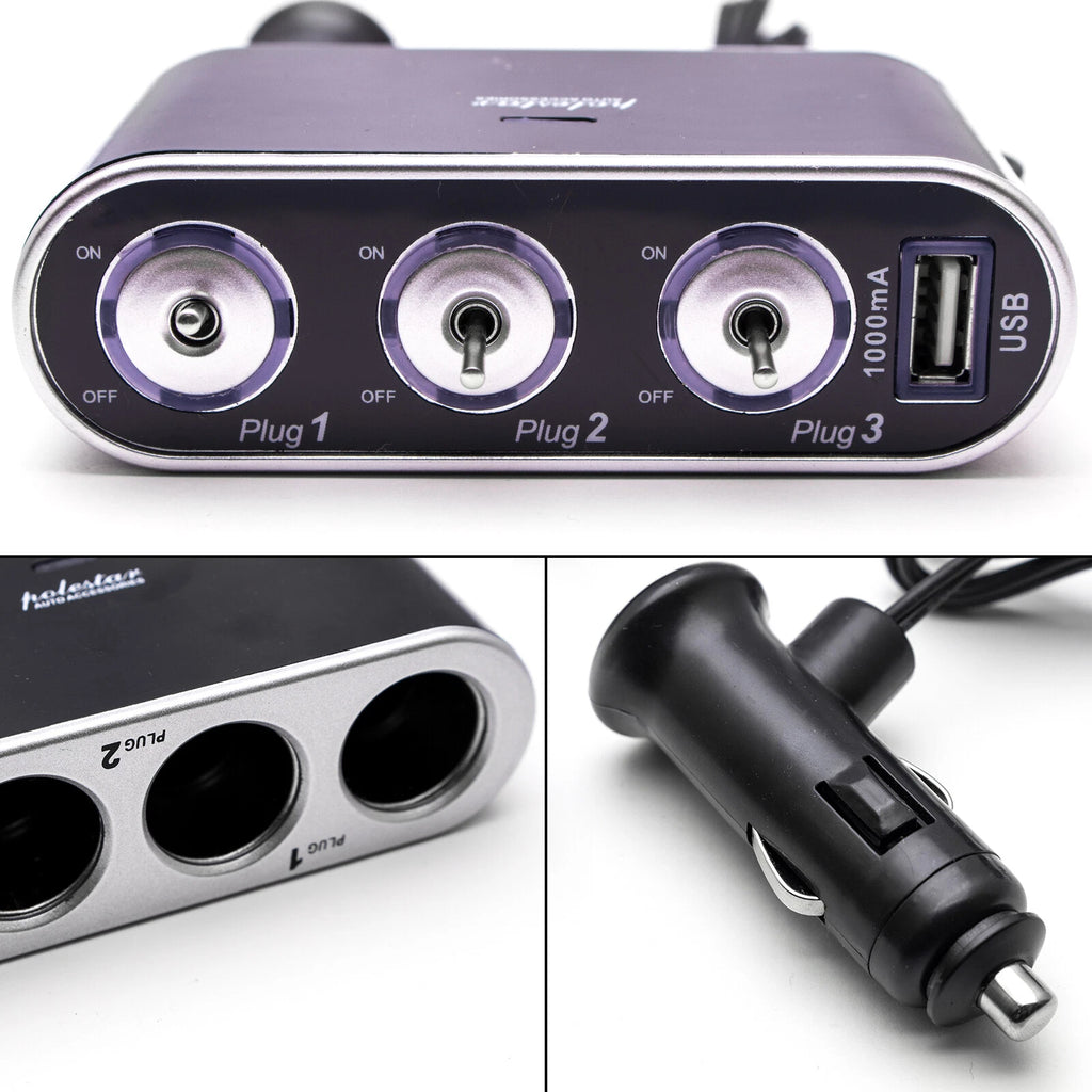 12V USB Port Cigarette Lighter 3-Way Socket Splitter for Mercedes-Benz ML320 (1998-2005)