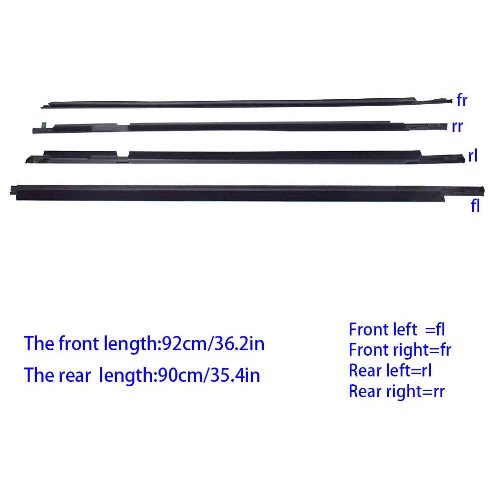 Set of 4 Weatherstrip Window Moulding Trim Seals for Lexus GX470 (2003–2009)