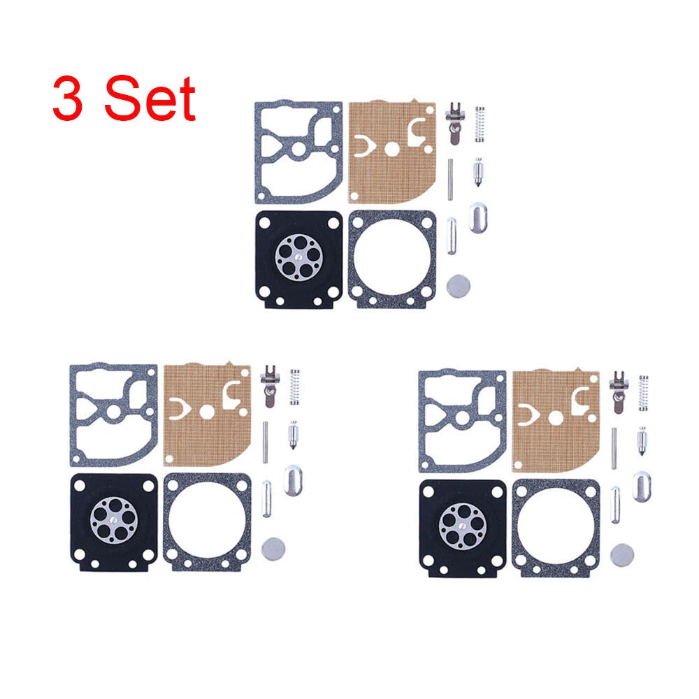 Set of 3 Carburetor Rebuild Kits for Stihl 017 018 MS170 MS180 (RB-66 RB-77 C1Q)