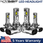 Set of 4 LED Headlight Bulbs 9005 + 9006 for High Low Beam (6500K)