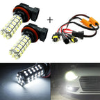 2x White H11 H8 H9 LED Fog Light Bulbs for Car (68SMD) (CANBUS)
