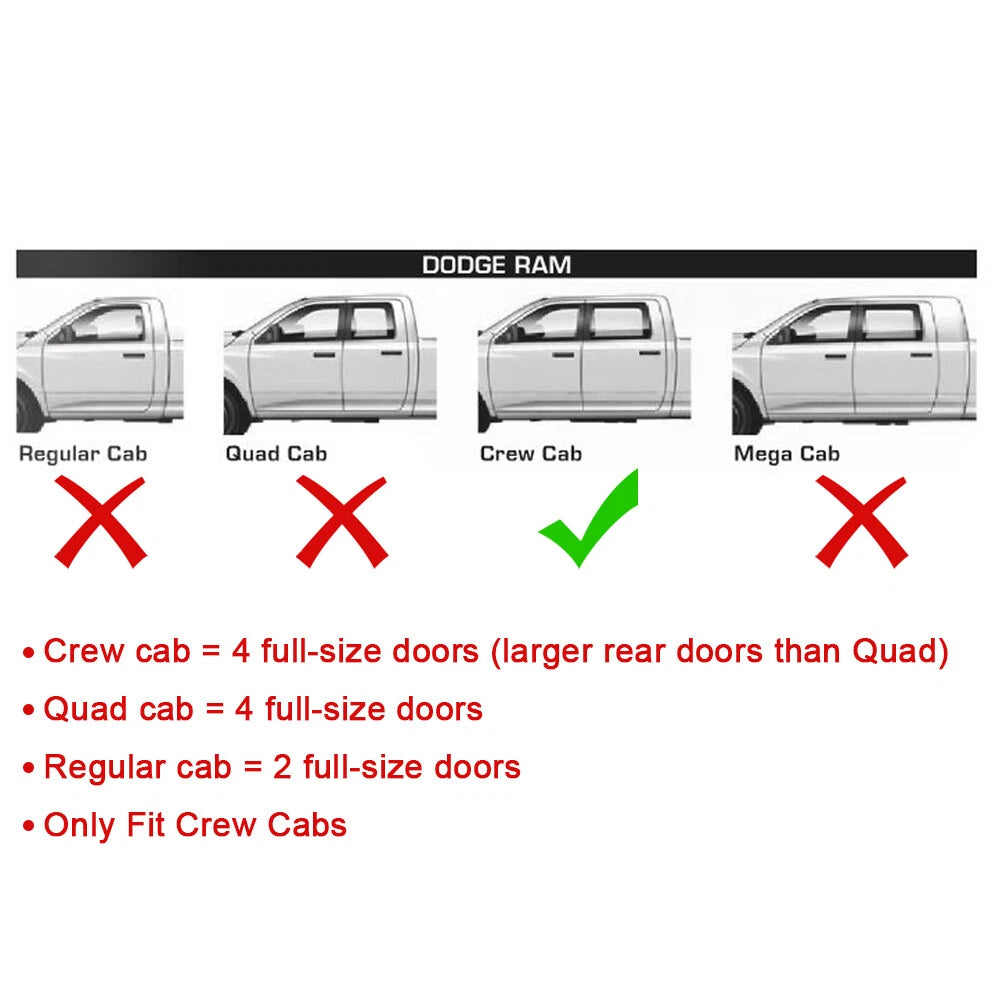 Set of 4 Rocker Panel Guard Sill Plate Covers for Ram 1500/2500/3500 (2009–2018)