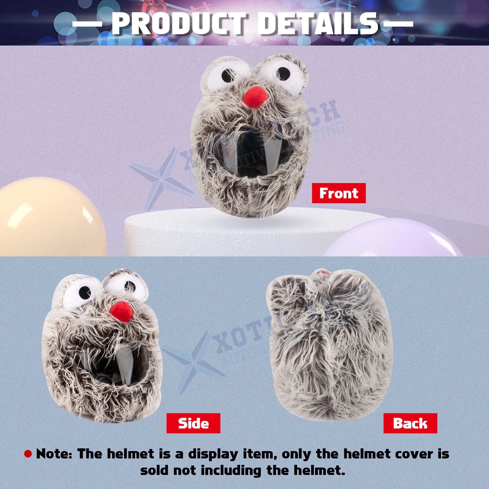 Helmet Cover Sleeve Set for Motorcycle Fluffy Funny Full Face (-)