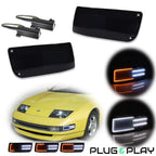2Pcs Smoke Lens DRL Turn Signal with Amber LED Lights for Nissan 300ZX Z32