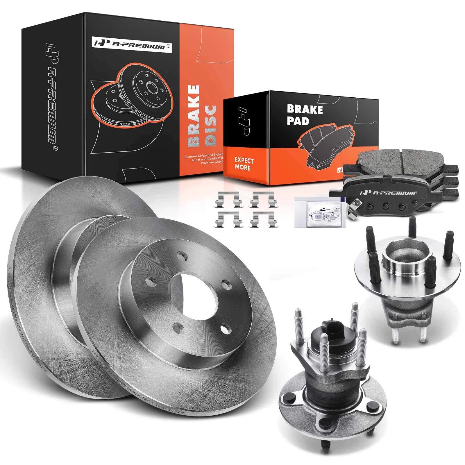 Rear Disc Rotors & Pads Set for Chevy Malibu (2004–2012)