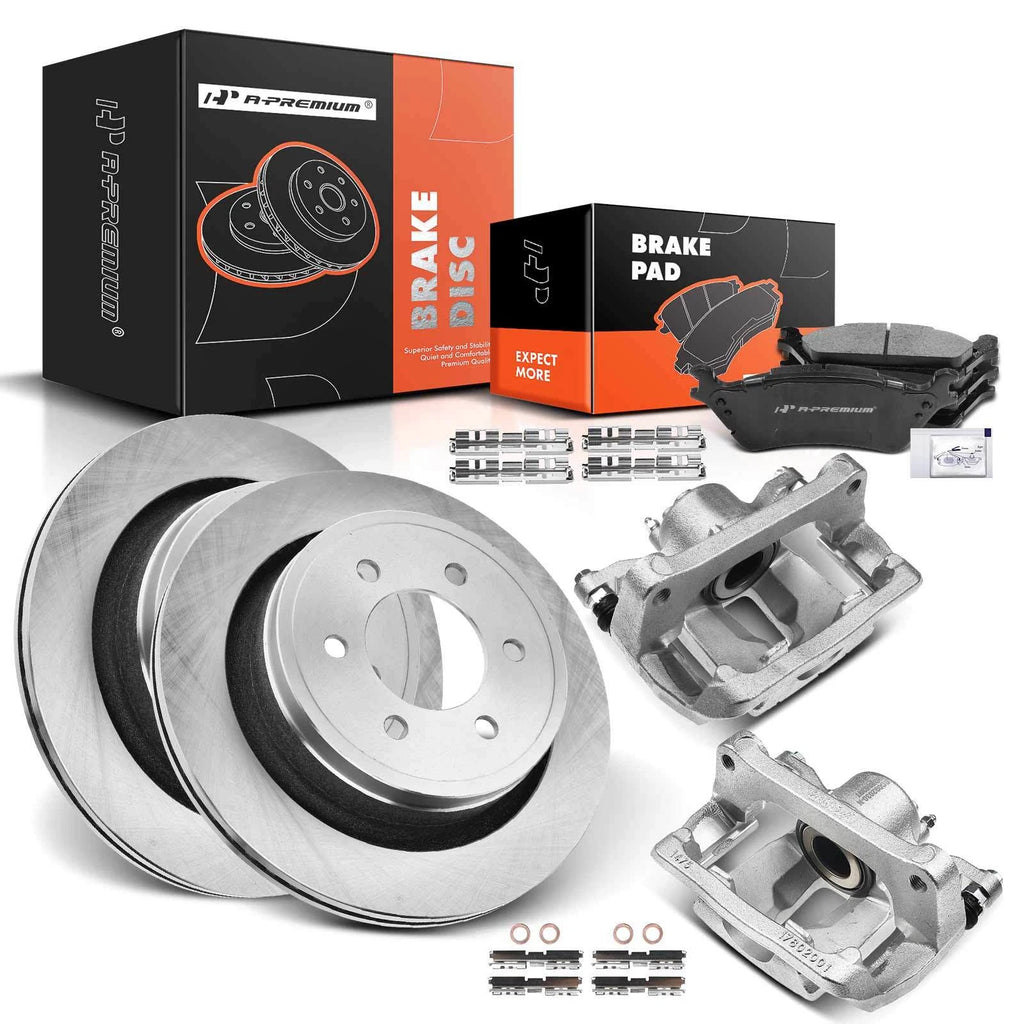 Rear Disc Brake Rotor & Pads + Brake Caliper for Ford F-150 (2012–2016)