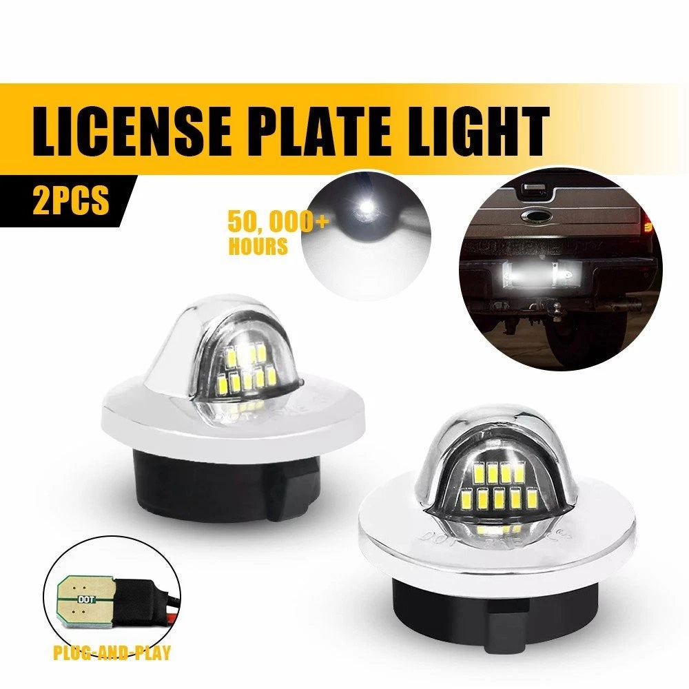 2X LED License Plate Light for Ford F150 (1990–2014) Chrome