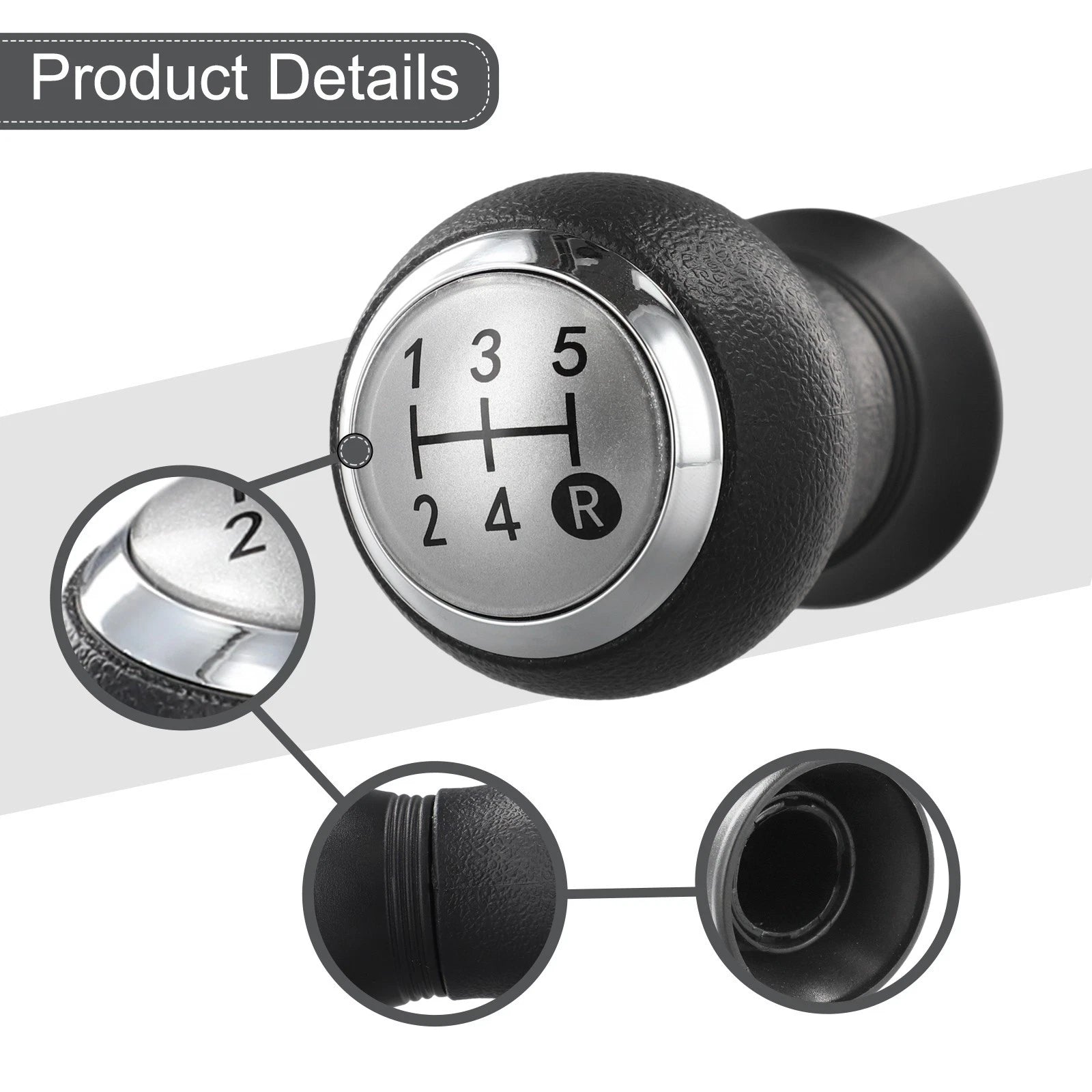 5 Speed Handball Gear Knob for - Black + Chrome