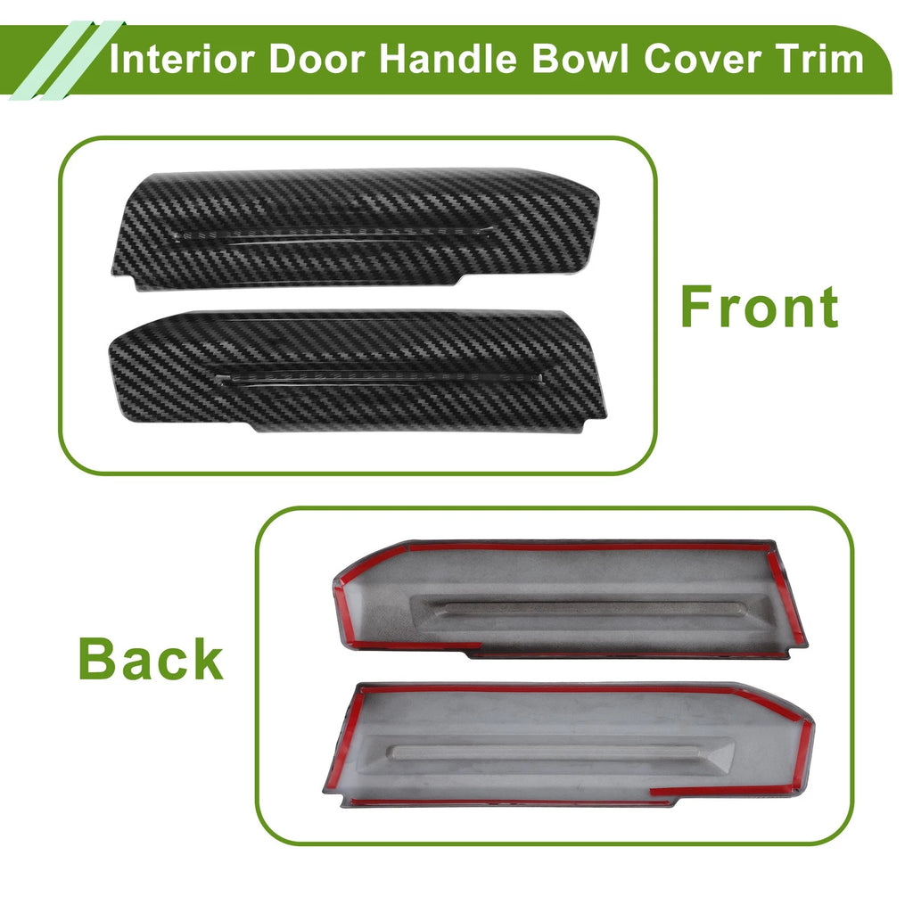 Interior Door Handle Bowl Cover Trim for Ford Mustang (Carbon Fiber, Black)