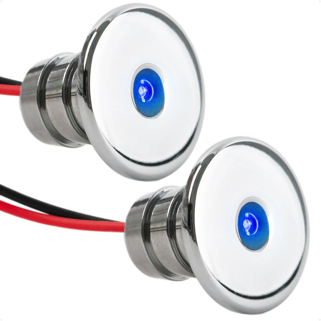2X Blue LED Courtesy Lights for Boat Interior (Round Deluxe Mini)