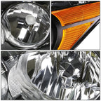 Pair of Side Headlight Lamps for Honda Accord Sedan (2008–2012) - Black/Amber