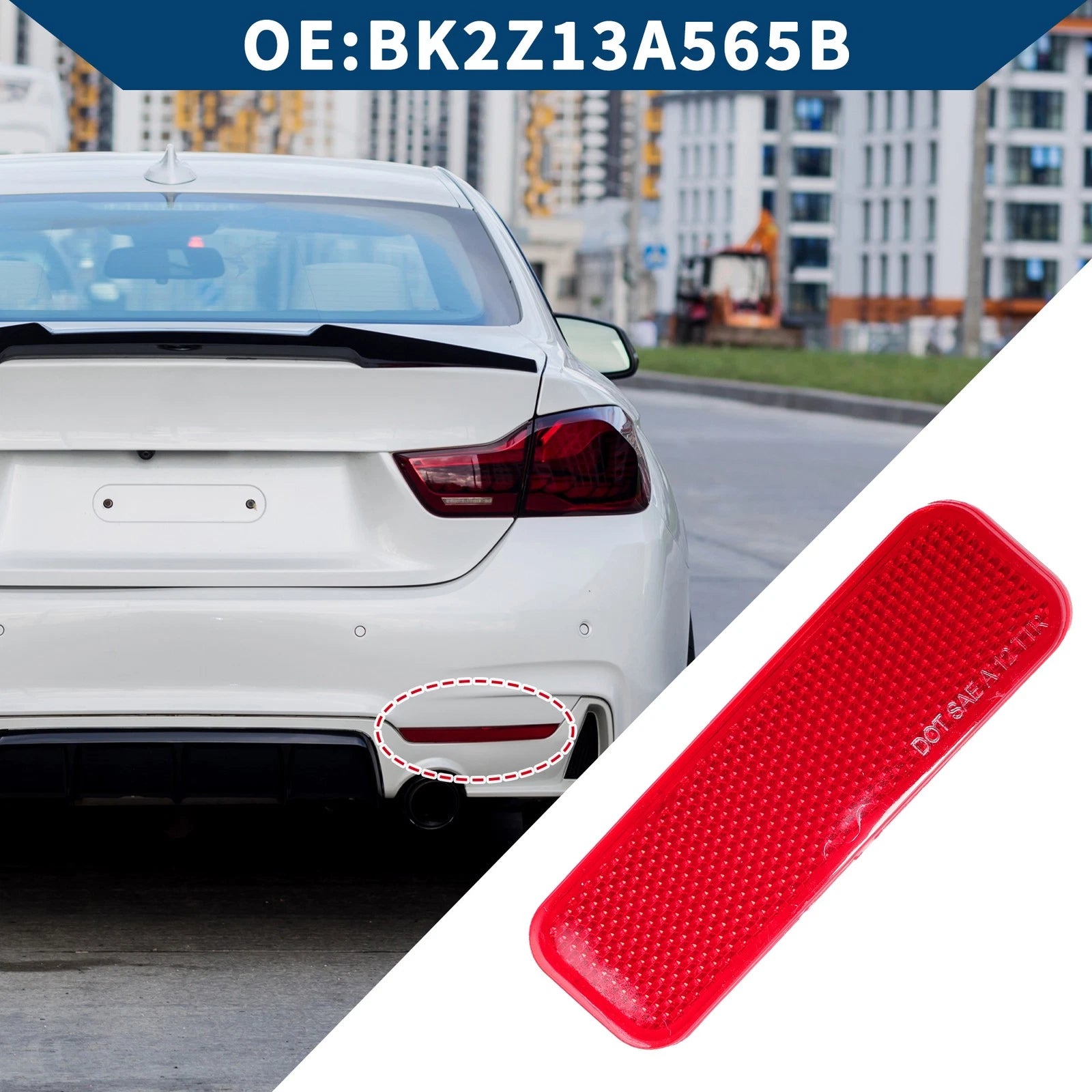 Rear Right Bumper Reflector No.BK2Z13A565B for Ford Transit (2015–2022) Red