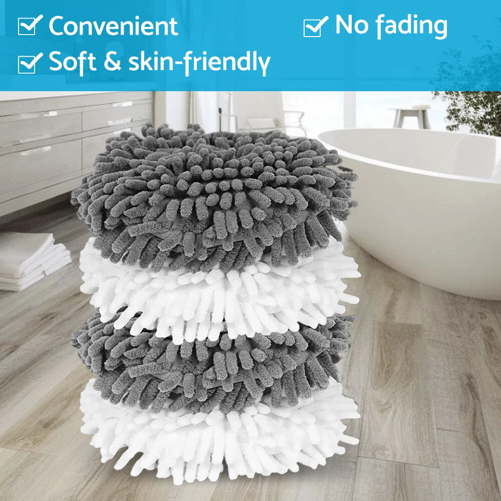 Chenille Hand Towel Set of 2 Soft Absorbent Microfiber Quick Dry Cloth
