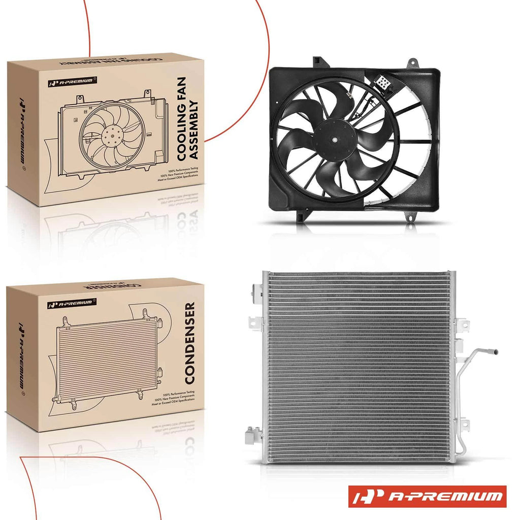 A/C Condenser & Cooling Fan Assembly Kit for Jeep Liberty (2008–2012)
