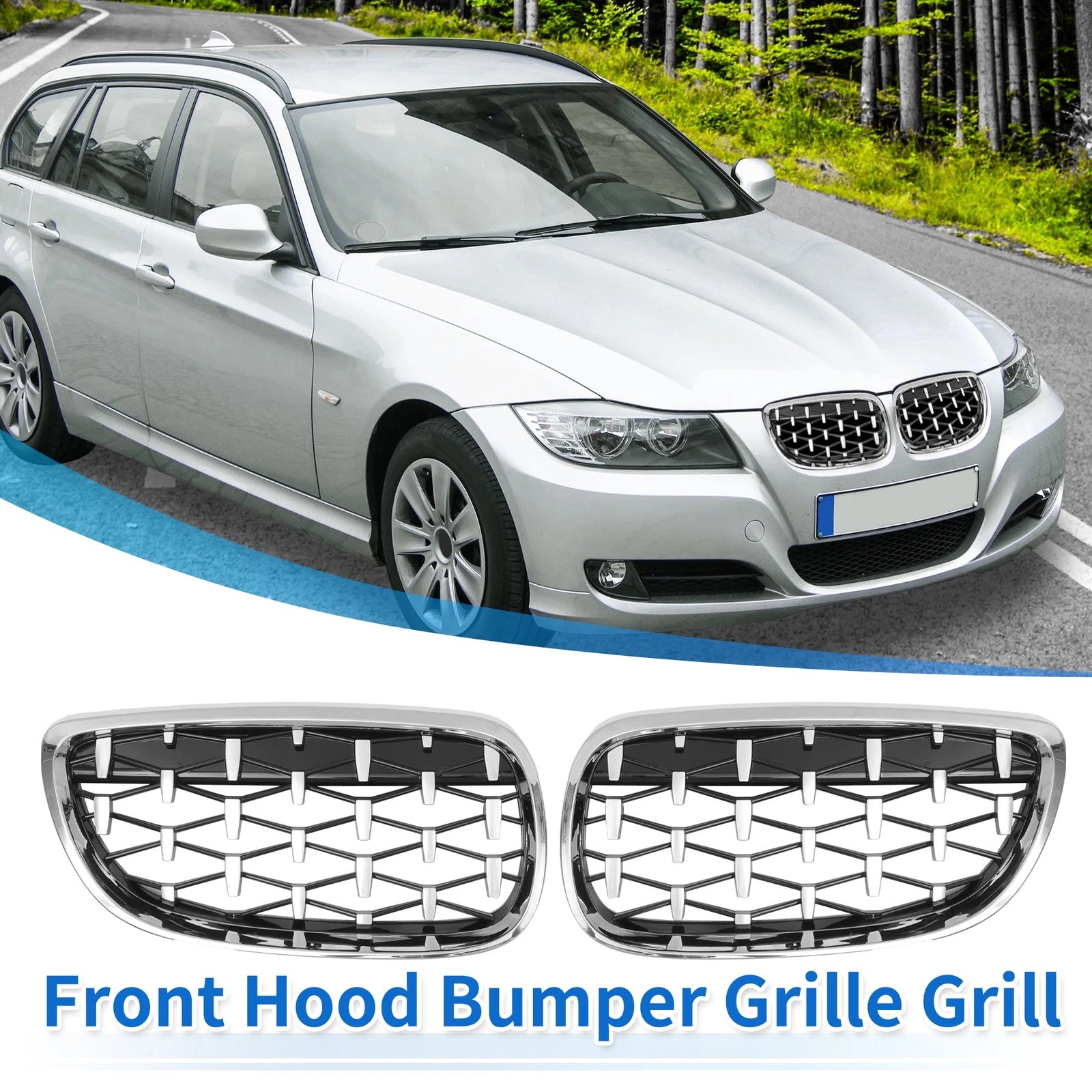 Set of 2 Front Hood Bumper Grille for BMW 328xi M3 335xi 328i (2007–2013)
