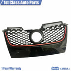 Glossy Black Front Bumper Upper Mesh Grille for Volkswagen GTI Jetta (2006–2009)